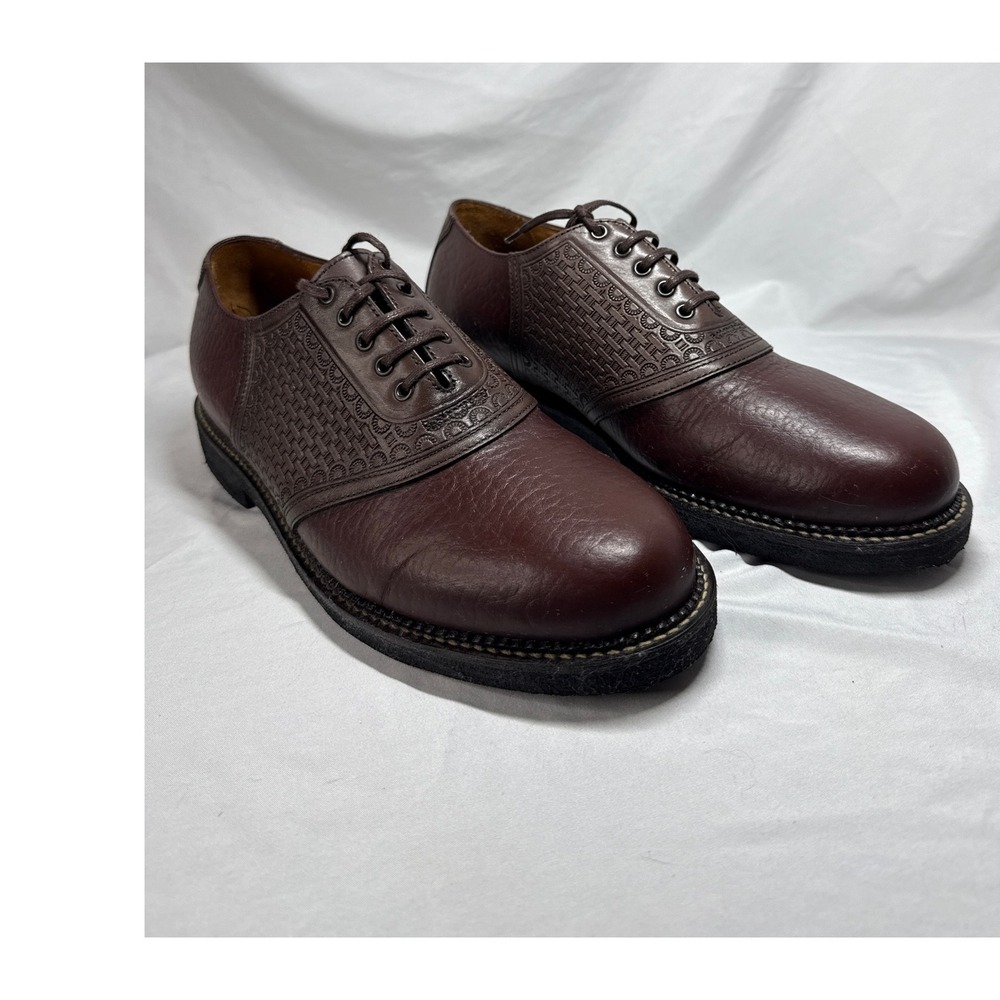 U.S. Trask‎ Mens Saddle Shoes Leather Brown Lace Up Oxford Dress Shoes 10.5M EUC